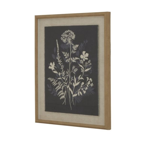 Flora & Fauna Collection Meadow on Linen in Beaded Frame - Glass - L2 x W40 x H50 cm - White