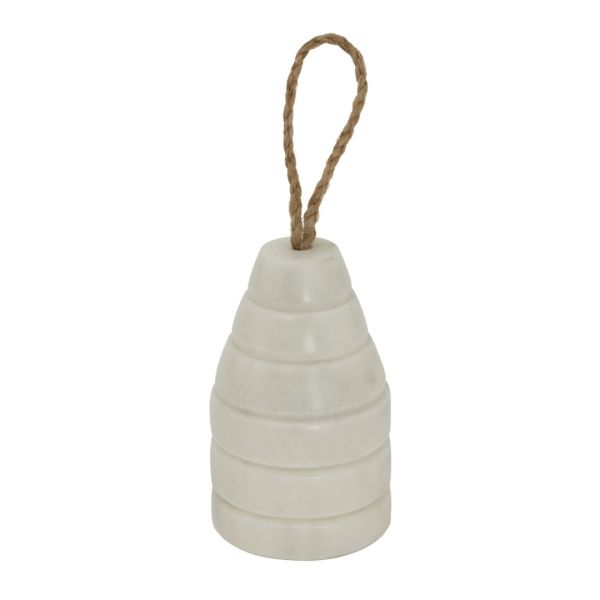 Marble Ribbed Doorstop - L7 x W7 x H12 cm - White