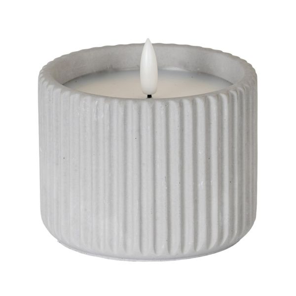 Luxe Collection Natural Glow Chalk Ribbed Medium Led Candle - Wax - L7 x W7 x H9 cm - Grey
