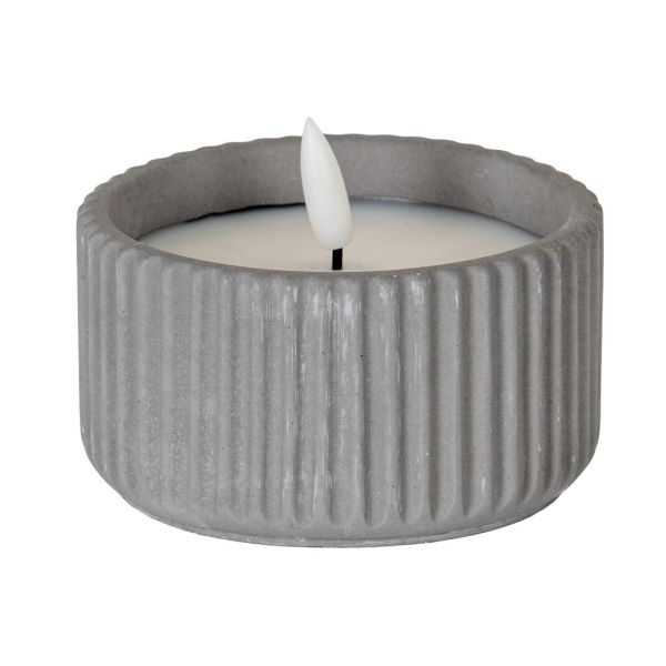 Luxe Collection Natural Glow Ribbed Small Led Candle - Wax - L9 x W9 x H5 cm - Grey