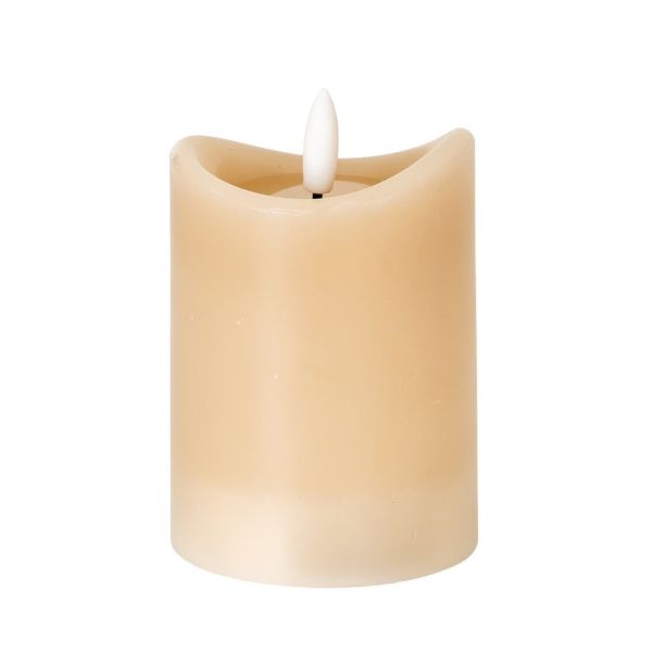 Luxe Collection Natural Glow 2.75x4 Melted LED Candle - Plastic - L7 x W7 x H10 cm - Taupe