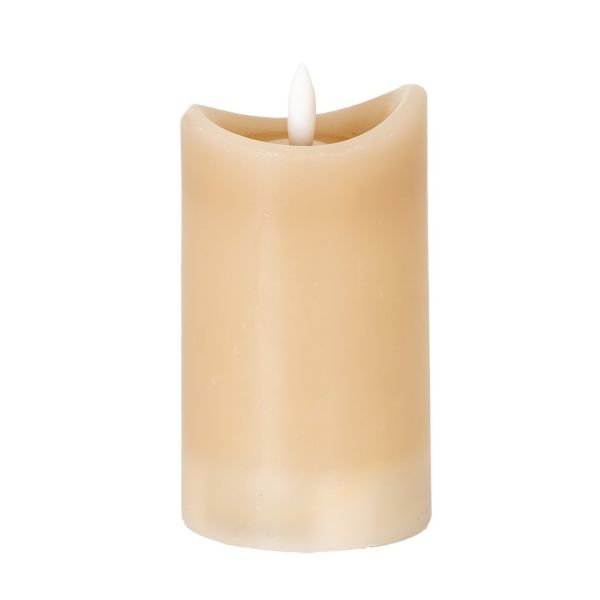 Luxe Collection Natural Glow 2.75x5 Melted LED Candle - Plastic - L7 x W7 x H12 cm - Taupe