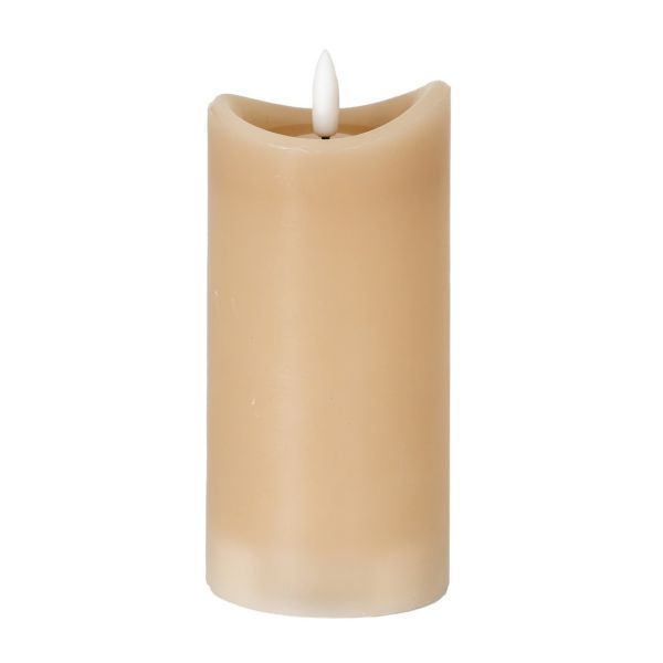 Luxe Collection Natural Glow 2.75x6 Melted LED Candle - Plastic - L7 x W7 x H15 cm - Taupe