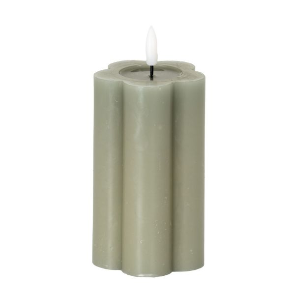Luxe Collection Natural Glow 2.75x5 Pillar LED Candle - Plastic - L7 x W7 x H12 cm - Grey