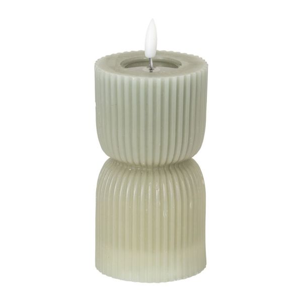 Luxe Collection Natural Glow 2.75x6 Carved LED Candle - Plastic - L7 x W7 x H14 cm - Grey