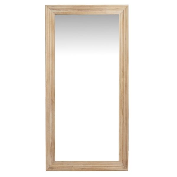 Washed Wood Large Framed Mirror - Glass - L3 x W90 x H180 cm - Brown