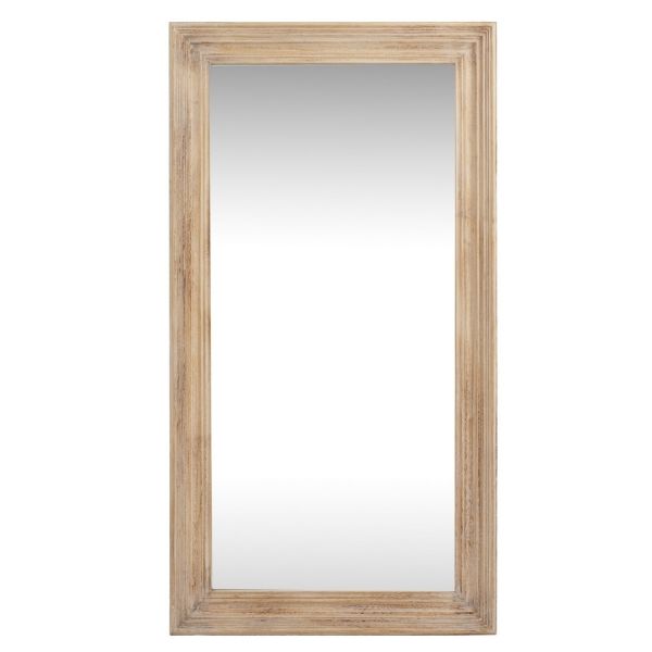 Washed Wood Framed Mirror - Glass - L3 x W76 x H120 cm - Brown