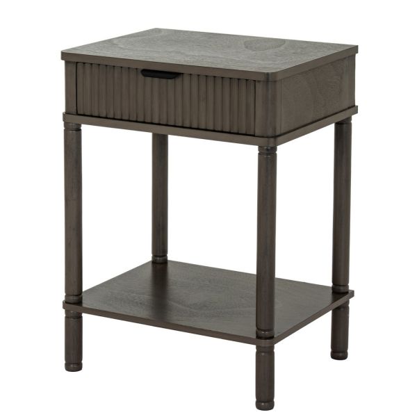 Reed Collection 1 Drawer Side Table - Wood - L35 x W45 x H61 cm - Grey