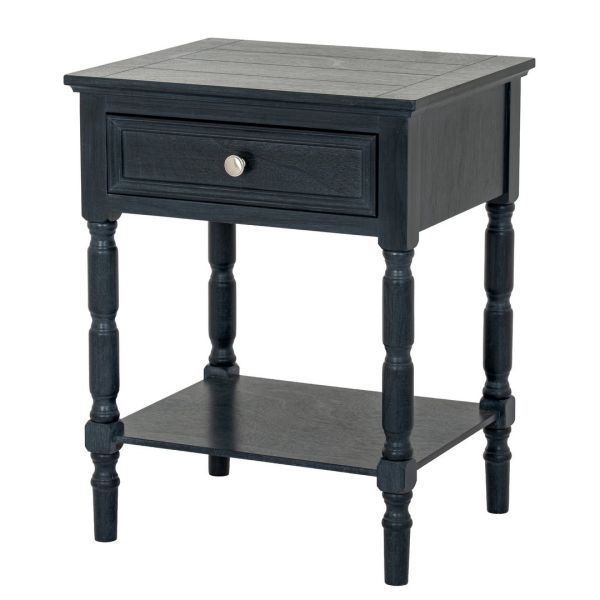 Contour Collection 1 Drawer Side Table - Wood - L40 x W48 x H61 cm - Black