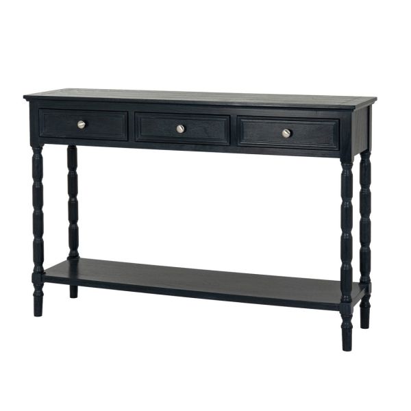 Contour Collection 3 Drawer Console Table - Wood - L33 x W120 x H80 cm - Black
