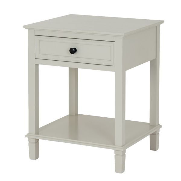 Belmont Collection 1 Drawer Side Table - Wood - L43 x W48 x H59 cm - White