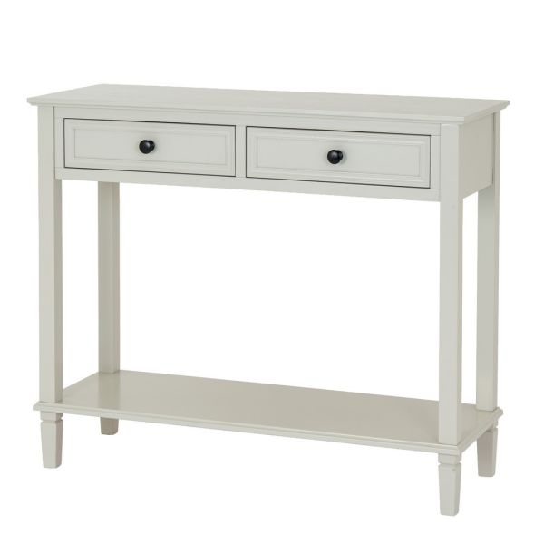Belmont Collection 2 Drawer Console Table - Wood - L33 x W90 x H80 cm - White