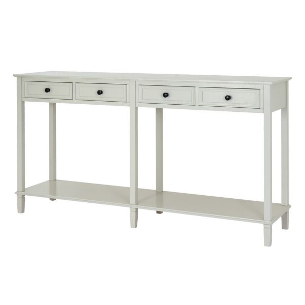 Belmont Collection 4 Drawer Console Table - Wood - L40 x W160 x H86 cm - White