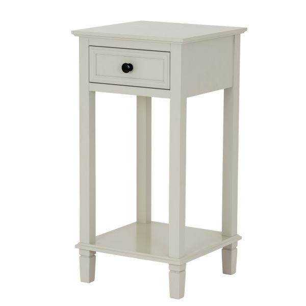 Belmont Collection 1 Drawer Lamp Table - Wood - L36 x W36 x H72 cm - White