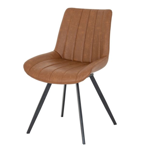 Malmo Tan Swivel Dining Chair - Metal - L63 x W58 x H56 cm - Brown