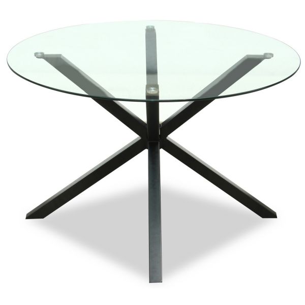 Monza Indoor Round Dining Table - Glass - L120 x W120 x H76 cm - Black