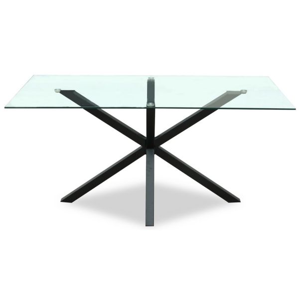 Monza Indoor Rectangular Dining Table - Glass - L80 x W160 x H76 cm - Black