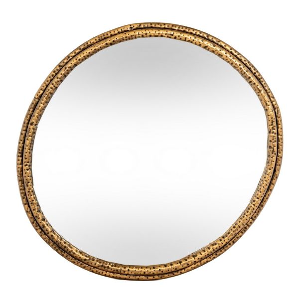 Nahla Medium Mirror with Dimpled Frame - Glass - L4 x W78 x H73 cm - Gold