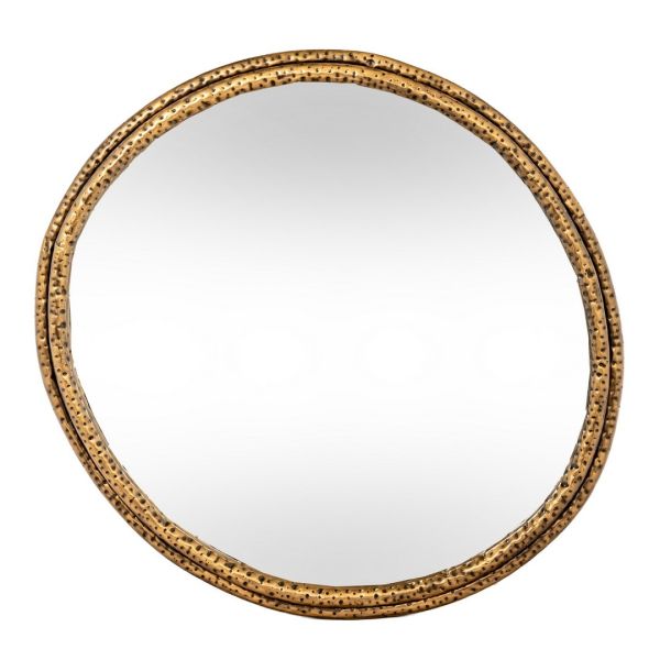 Nahla Small Mirror with Dimpled Frame - Glass - L4 x W64 x H60 cm - Gold