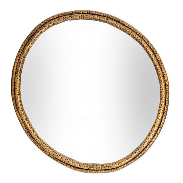 Nahla Large Mirror with Dimpled Frame - Glass - L3 x W86 x H82 cm - Gold