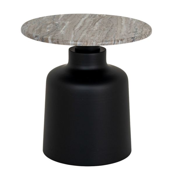 Oura Round Side Table - Metal - L47 x W47 x H48 cm - Black