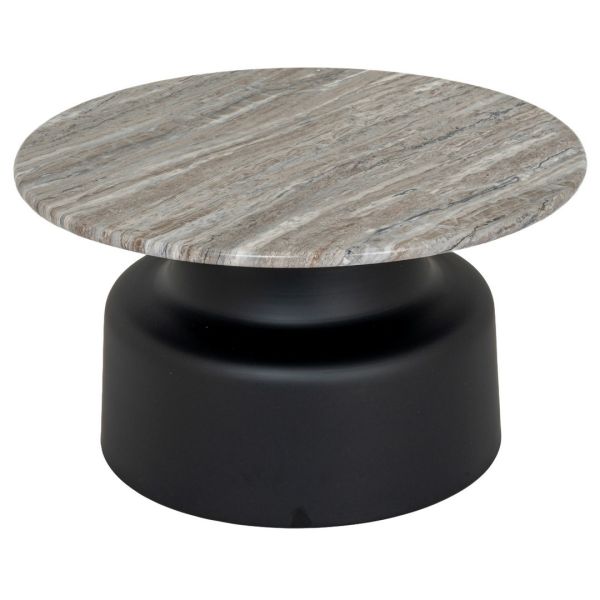 Oura Round Coffee Table - Metal - L72 x W72 x H40 cm - Black
