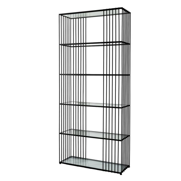 Alto Shelf Unit with Glass Shelves - L27 x W80 x H179 cm - Black