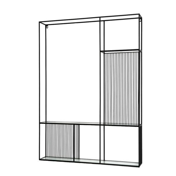 Axis Shelf Unit with Glass Shelves - L12 x W80 x H110 cm - Black
