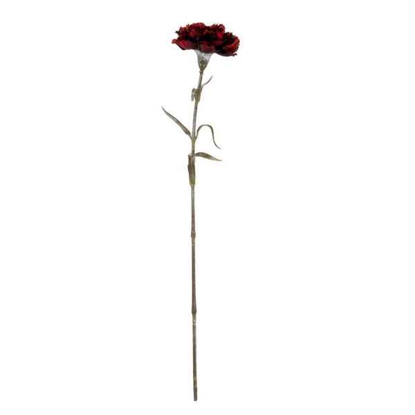 Burgundy Carnation Stem Artificial Flower - Plastic - L11 x W10 x H56 cm - Burgundy