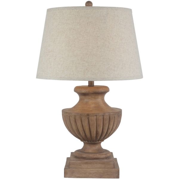 Marbelle Table Lamp with Edged Linen Shade - Resin - L45 x W45 x H67 cm - Brown
