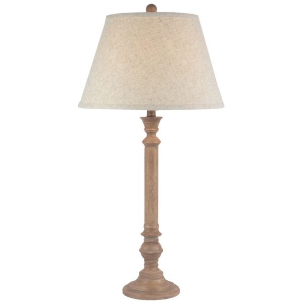 Solenne Table Lamp with Edged Linen Shade - Resin - L41 x W41 x H79 cm - Brown