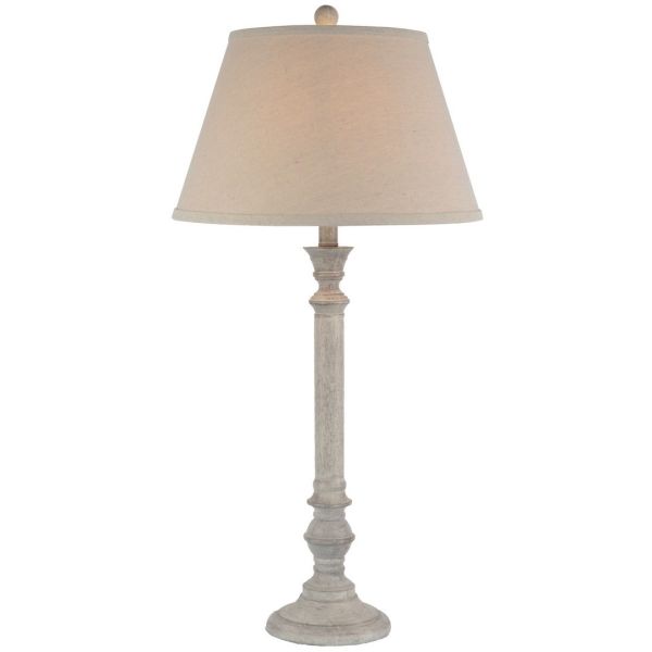 Liora Table Lamp with Linen Shade - Resin - L41 x W41 x H79 cm - White