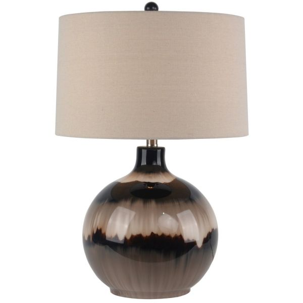 Sepia Shadows Table Lamp with Linen Shade - Glass - L43 x W43 x H66 cm - Brown