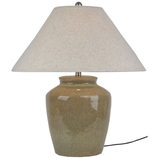 Mottura Table Lamp with Edged Linen Shade - Ceramic - L55 x W55 x H66 cm - Green