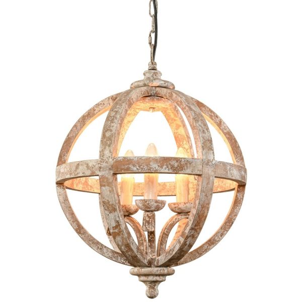 Solara Orb Pendant Ceiling Light - Wood - L42 x W42 x H52 cm - Brown