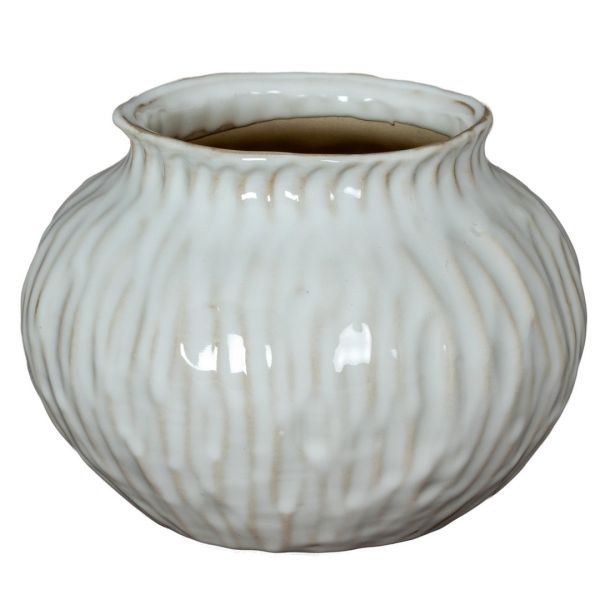 Numa Squat Vase - Ceramic - L18 x W18 x H13 cm - White