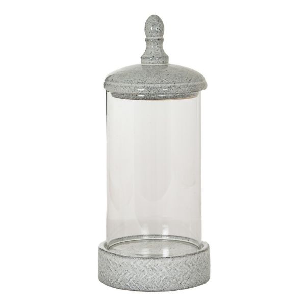 Sona Large Hurricane Lantern Candle Holder with Lid - Glass - L21 x W21 x H50 cm - White