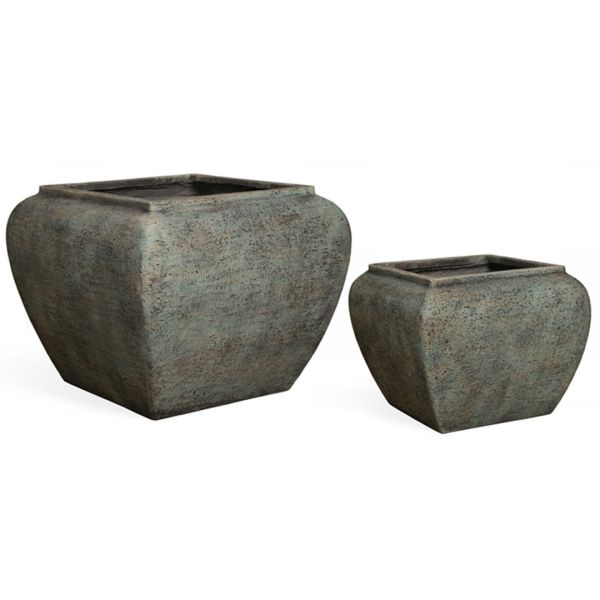 Verdan Square Drum Planters (Set of 2) - Concrete
