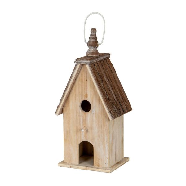Large Rustic Birdhouse - Wood - L11 x W15 x H33 cm - White