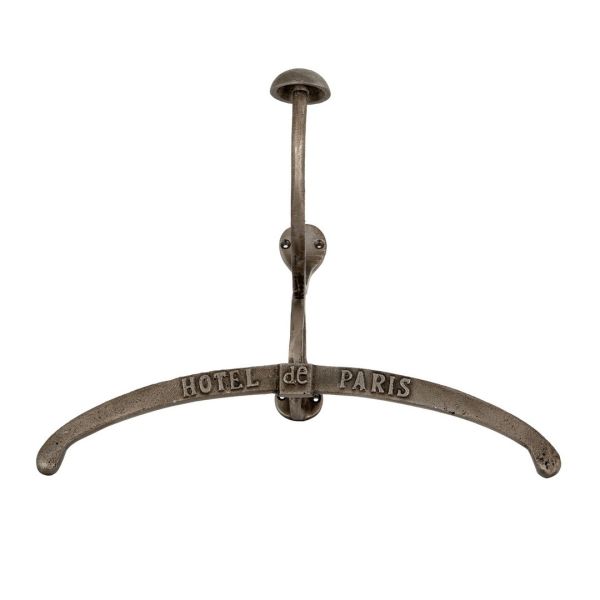 Antiqued Coat Hanger with Hook - Metal - L13 x W3 x H24 cm - Silver