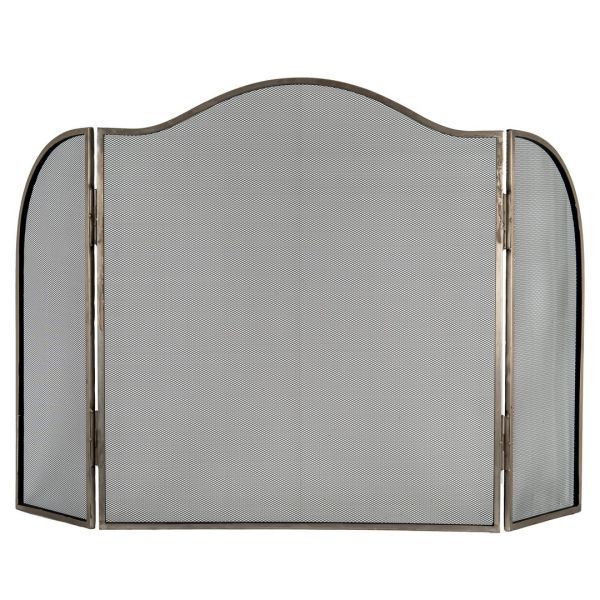 Antiqued Large Fire Screen - Metal - L3 x W85 x H85 cm - Silver