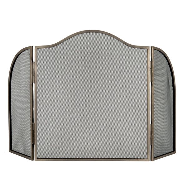 Antiqued Fire Screen - Metal - L3 x W65 x H65 cm - Silver