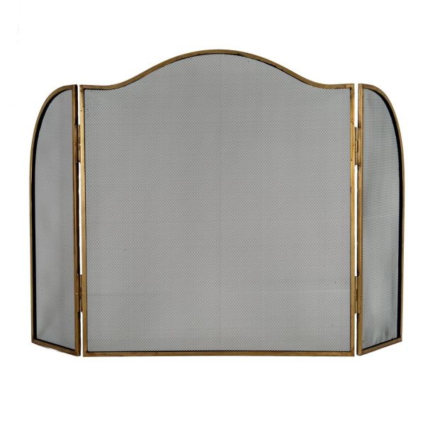 Antiqued Large Fire Screen - Metal - L3 x W85 x H85 cm - Brass