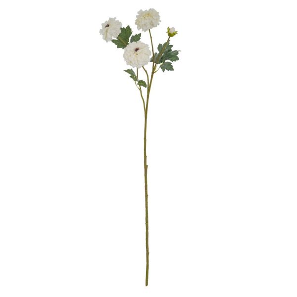 African Marigold Large Spray Artificial Flower - Plastic - L11 x W11 x H100 cm - White