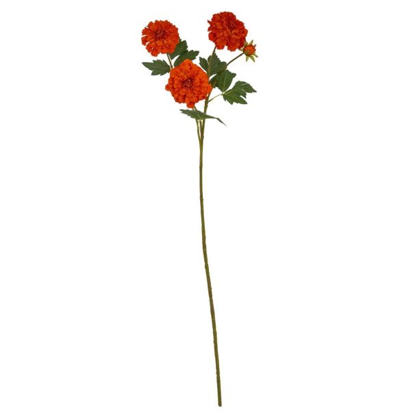Orange African Marigold Large Spray Artificial Flower - Plastic - L11 x W11 x H100 cm - Red