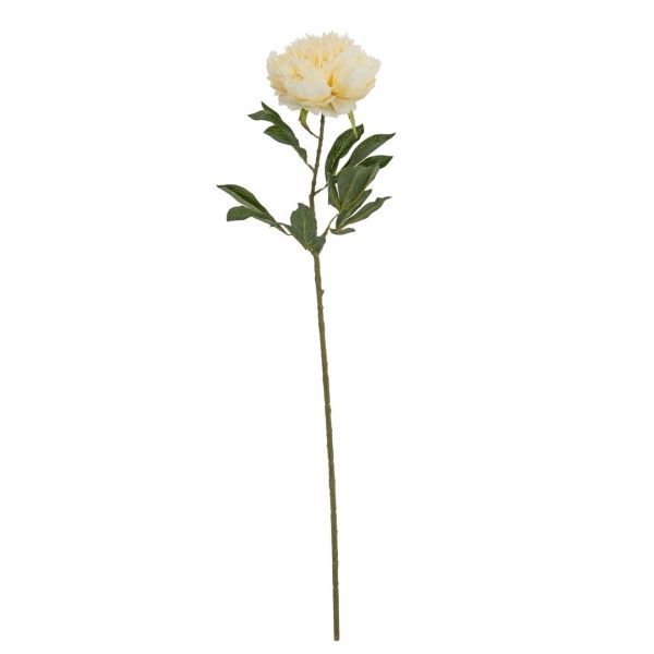 Large Buttermilk Double Peony Stem Artificial Flower - Plastic - L19 x W19 x H95 cm - Cream