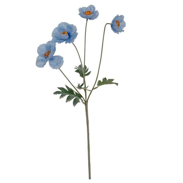 Papaver Oppy Spray Artificial Flower - Plastic - L15 x W15 x H58 cm - Blue