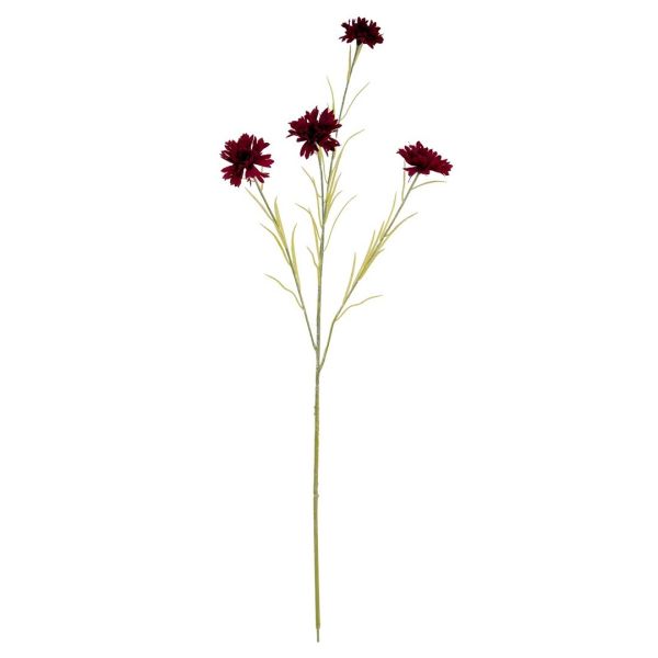 Cornflower Stem Artificial Flower - Plastic - L20 x W20 x H77 cm - Burgundy