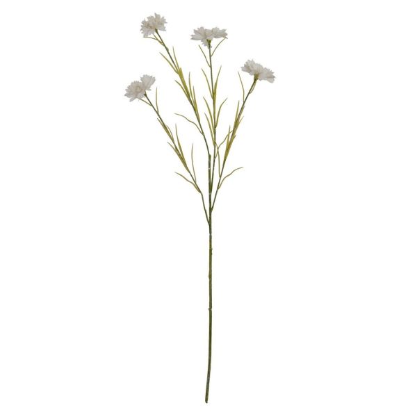 Cornflower Stem Artificial Flower - Plastic - L20 x W20 x H77 cm - White