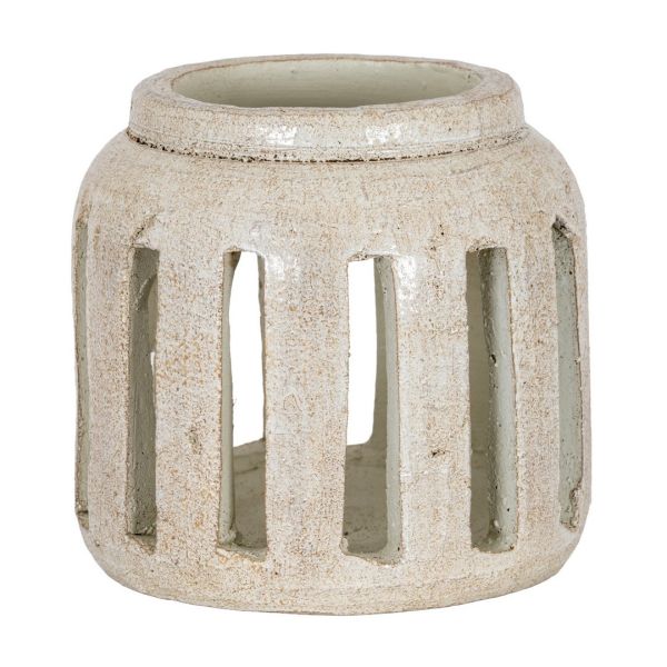 Tarn Collection Medium Candle Holder - Ceramic - L20 x W20 x H19 cm - White